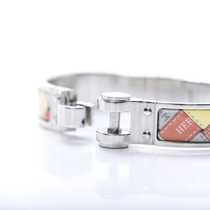 Hermes Enamel Printed Narrow Bolduc Au Carre Hinged Bracelet S Romantique 5 of 5