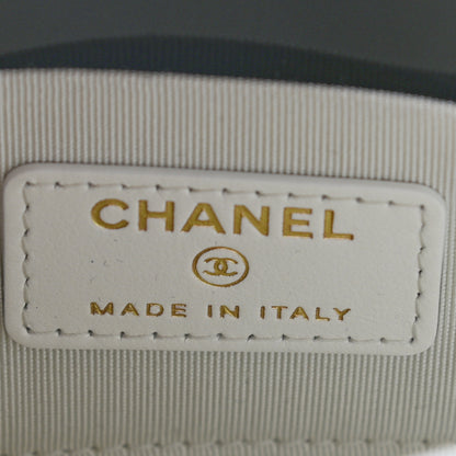 Chanel Shiny Goatskin Quilted Chanel 19 Small Pouch With Handle White 6 of 7
