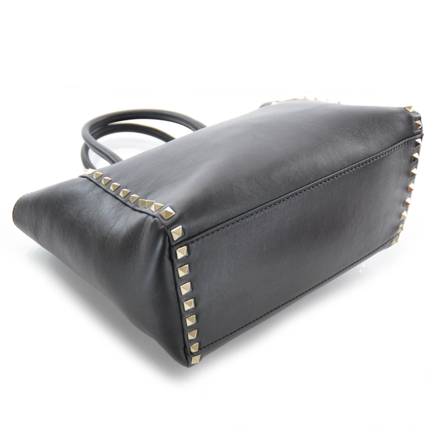 Valentino Garavani Vitello Rockstud Double Handle Tote Black 4 of 7