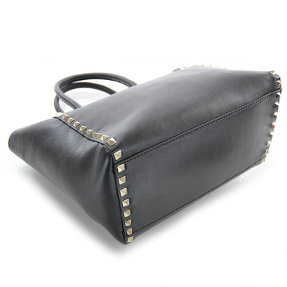 Valentino Garavani Vitello Rockstud Double Handle Tote Black 4 of 7
