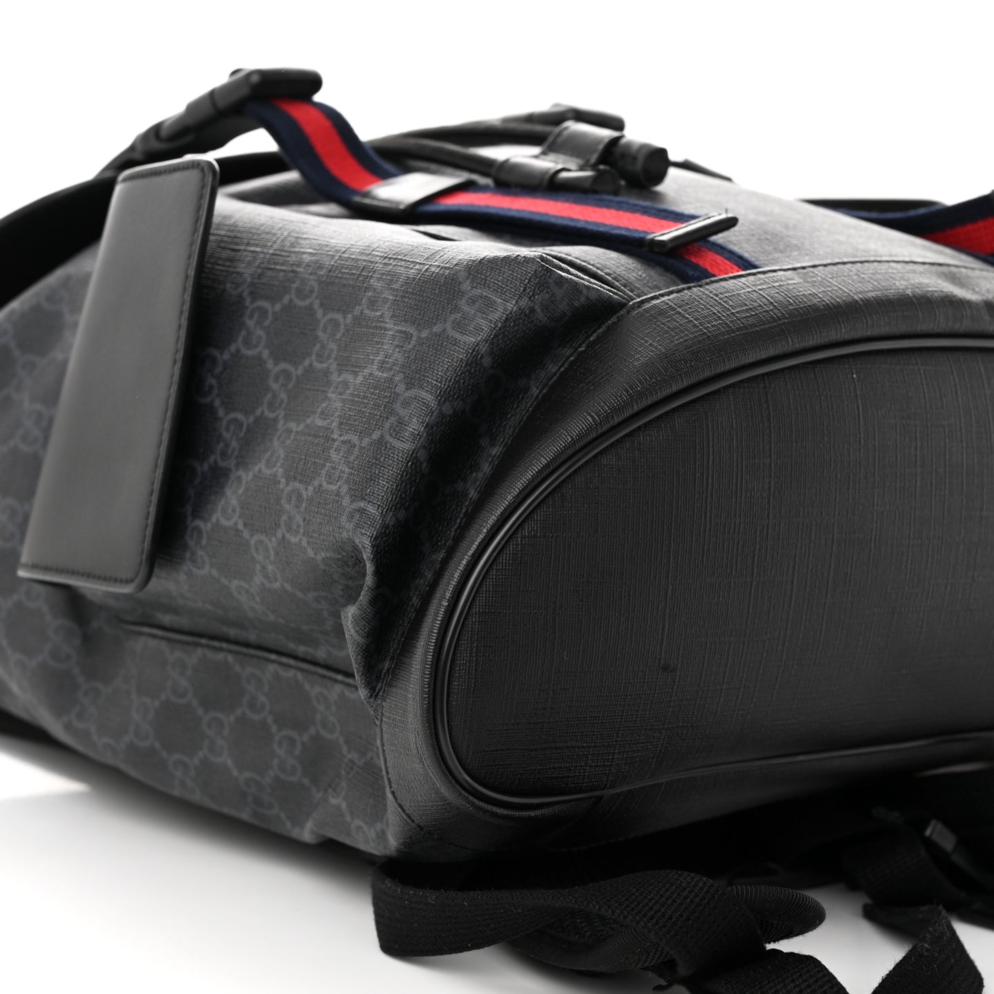 Soft GG Supreme Monogram Appia Calfskin Web Double Buckle Backpack Black