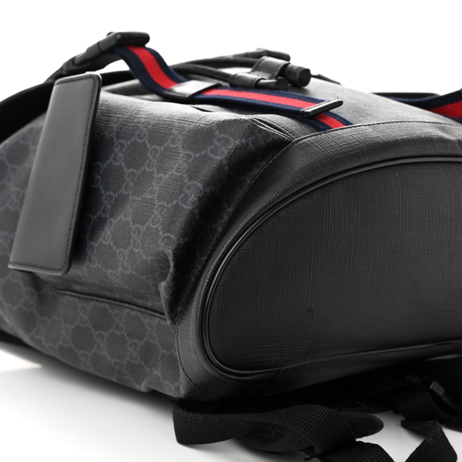 Gucci Soft GG Supreme Monogram Appia Calfskin Web Double Buckle Backpack Black 9 of 12