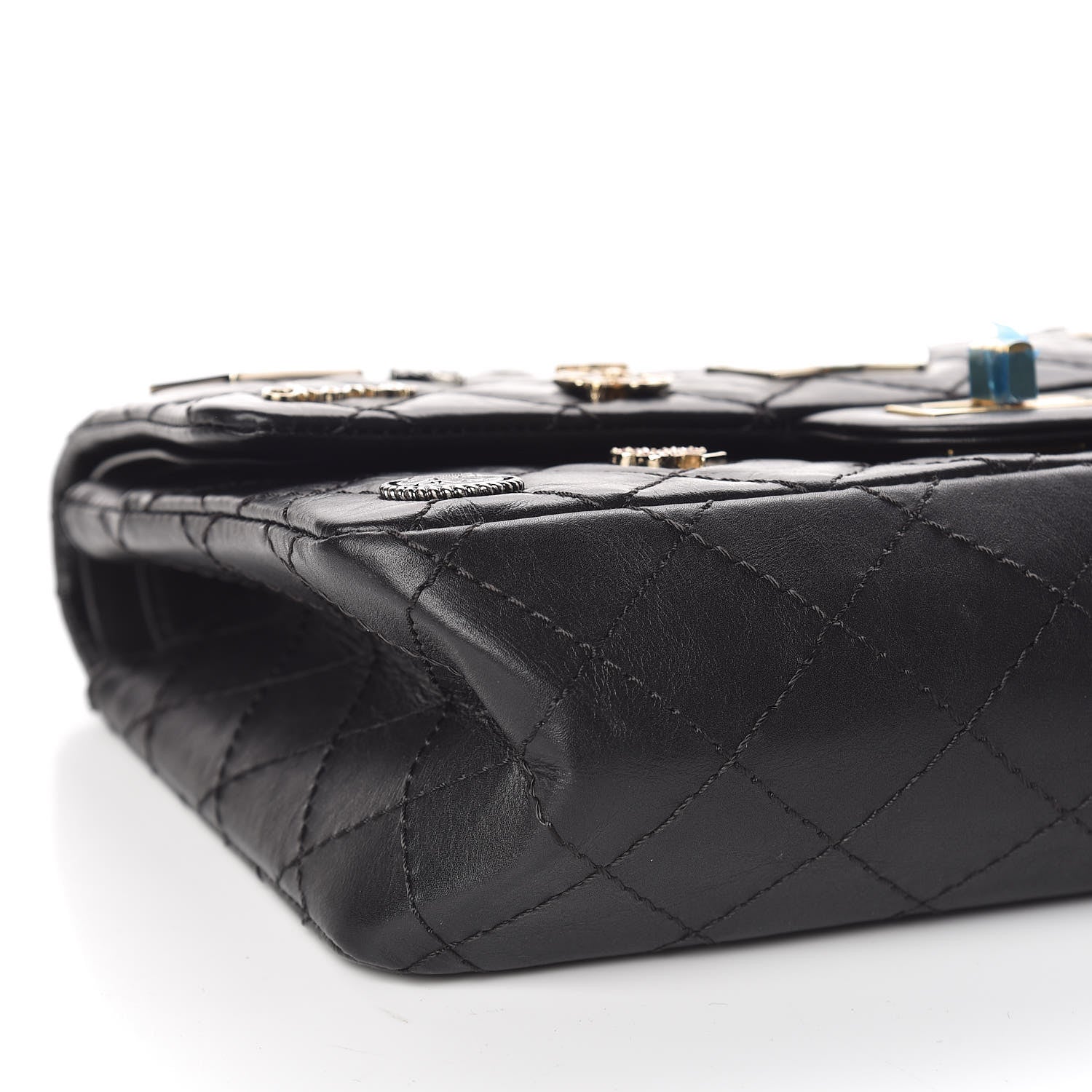 Chanel Aged Calfskin Quilted Casino 2.55 Reissue 225 Flap Black 8 of 10