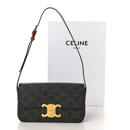 Celine Canvas Calfskin Triomphe Shoulder Bag Tan 9 of 9
