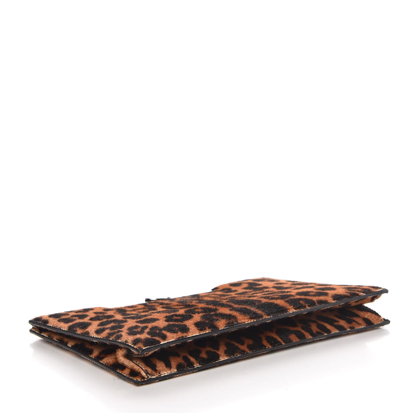 Calfskin Hair Leopard Print Clutch Brown