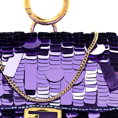 Fendi Sequin Paillettes Shiny Nappa Sex and the City Nano Baguette Charm Viola Purple Rain 9 of 13
