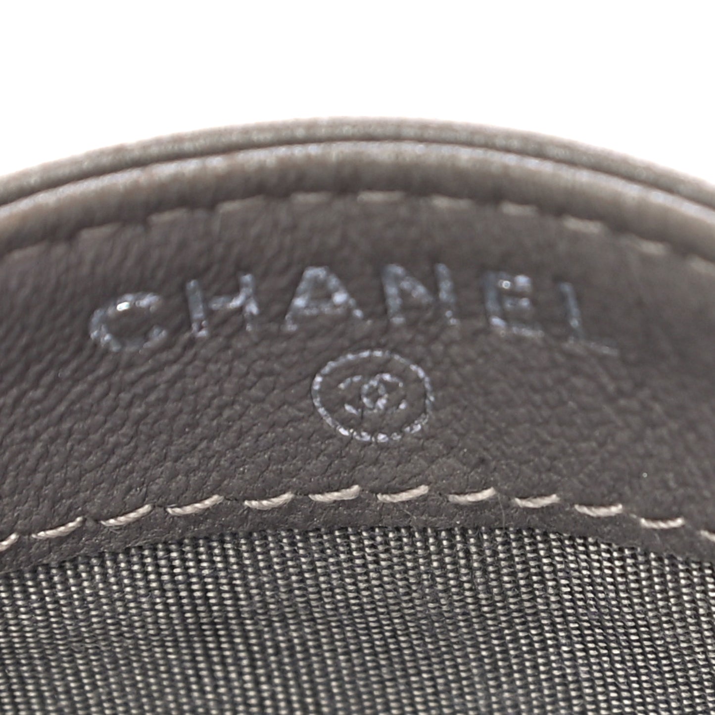 Calfskin Resin Stitched Card Holder Grey
