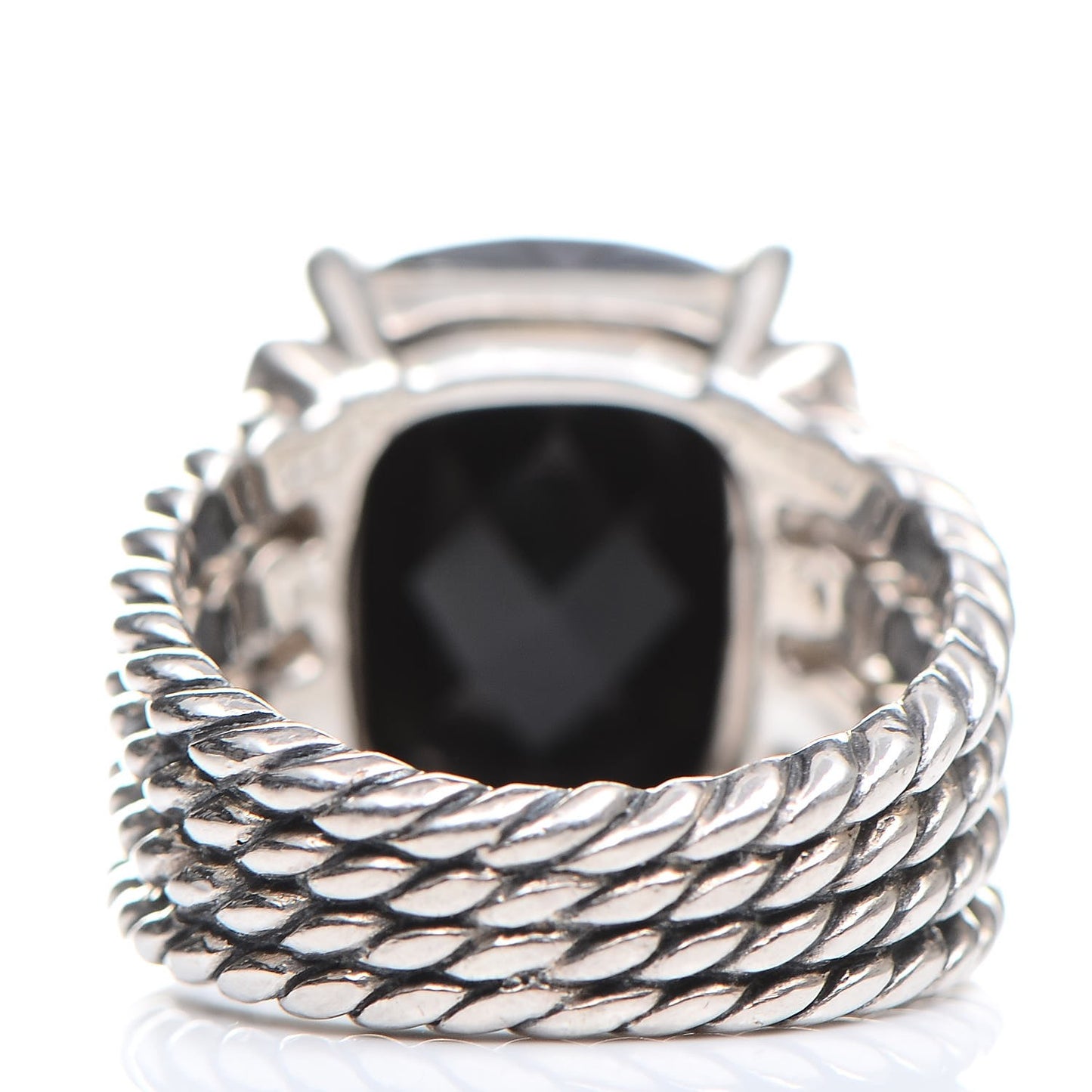 Sterling Silver Diamond Black Onyx 16mm Wheaton Ring 54 7