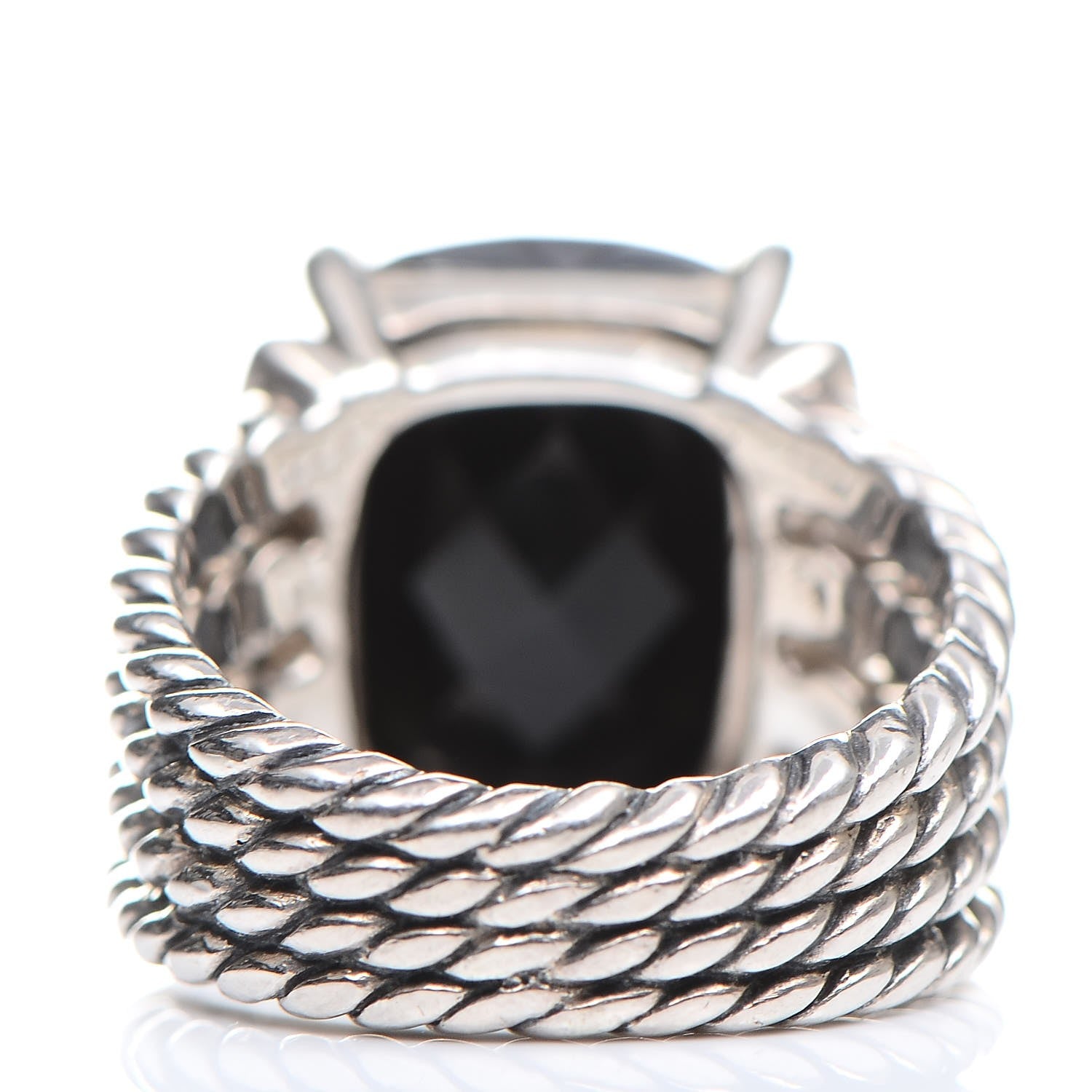 David Yurman Sterling Silver Diamond Black Onyx 16mm Wheaton Ring 54 7 4 of 5