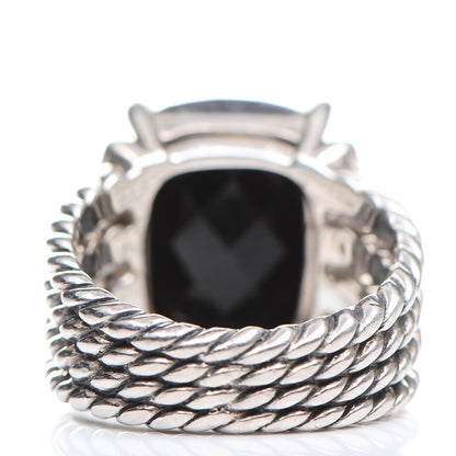 David Yurman Sterling Silver Diamond Black Onyx 16mm Wheaton Ring 54 7 4 of 5