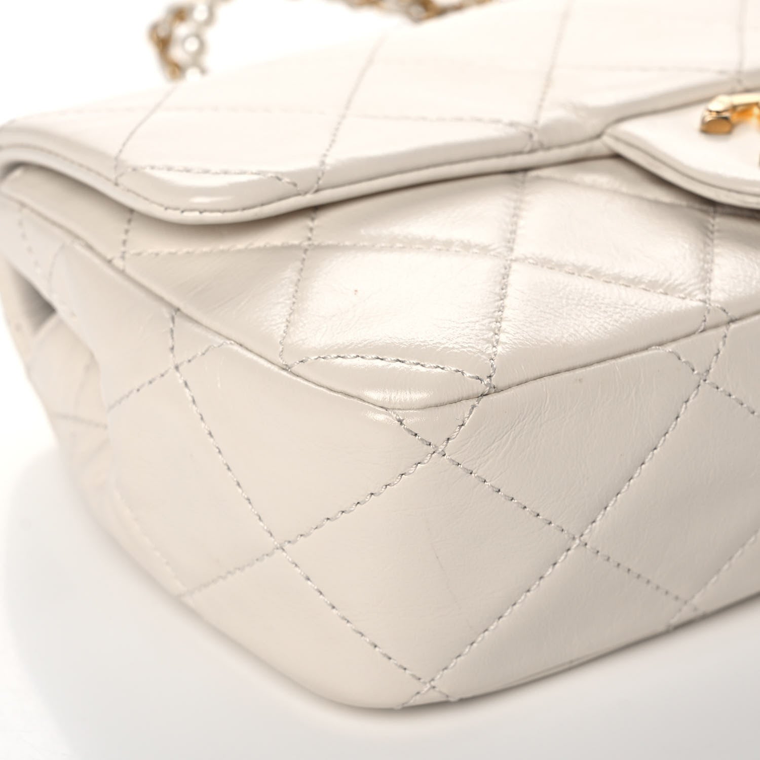 Chanel Calfskin Quilted Mini Crystal Pearls Rectangular Flap White 10 of 12