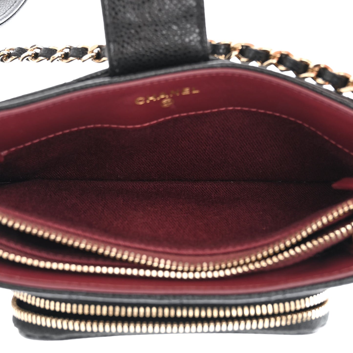 Caviar Quilted Business Affinity Phone Holder With Chain Black