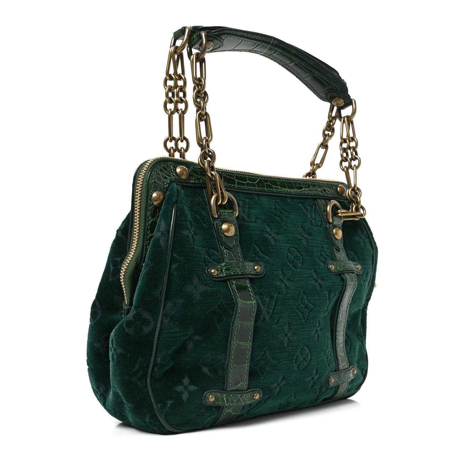 Louis Vuitton Monogram Velours Alligator Gracie MM Green 1906411