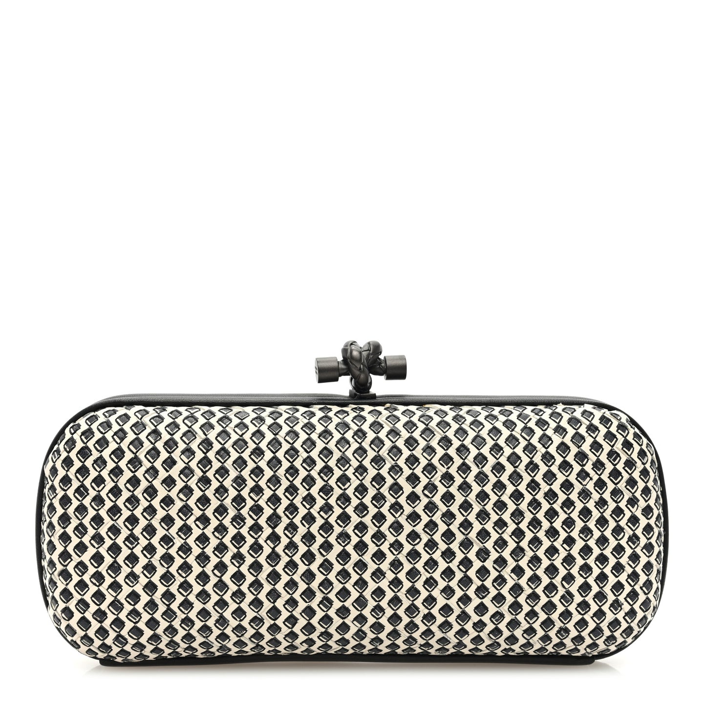Nappa Printed Intrecciato Stretch Knot Clutch Black