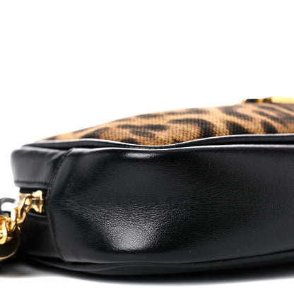 Saint Laurent Canvas Calfskin Leopard Print Monogram Mini Lou Camera Bag Brown 8 of 11