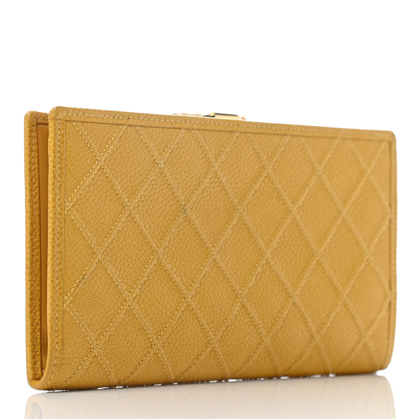Caviar Stitched French Wallet Yellow