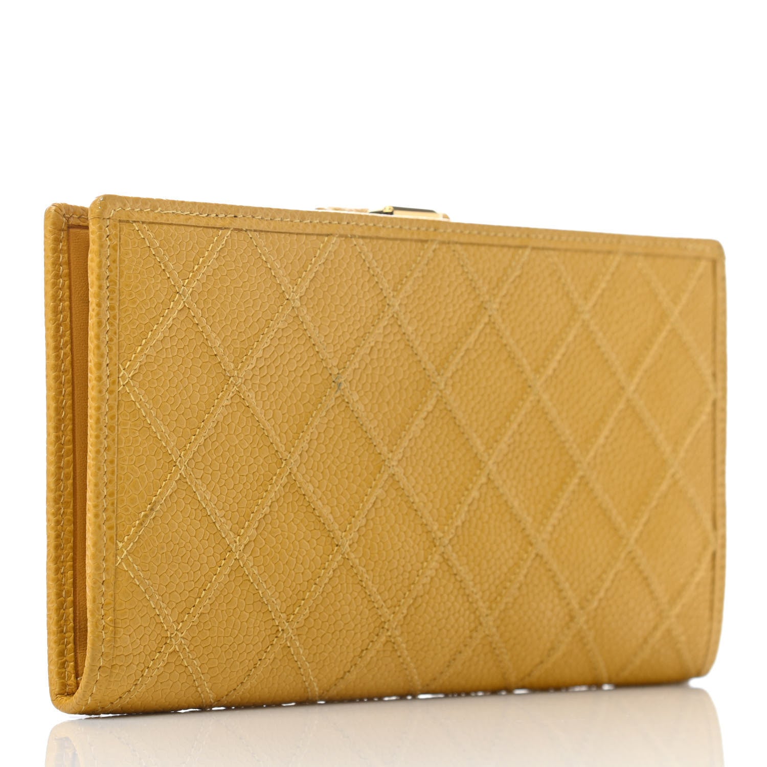 Chanel Caviar Stitched French Wallet Yellow 2 of 9