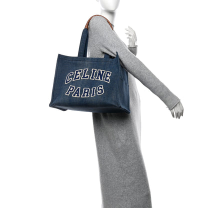 Celine Denim Large Thais Cabas Navy Tan 2 of 12