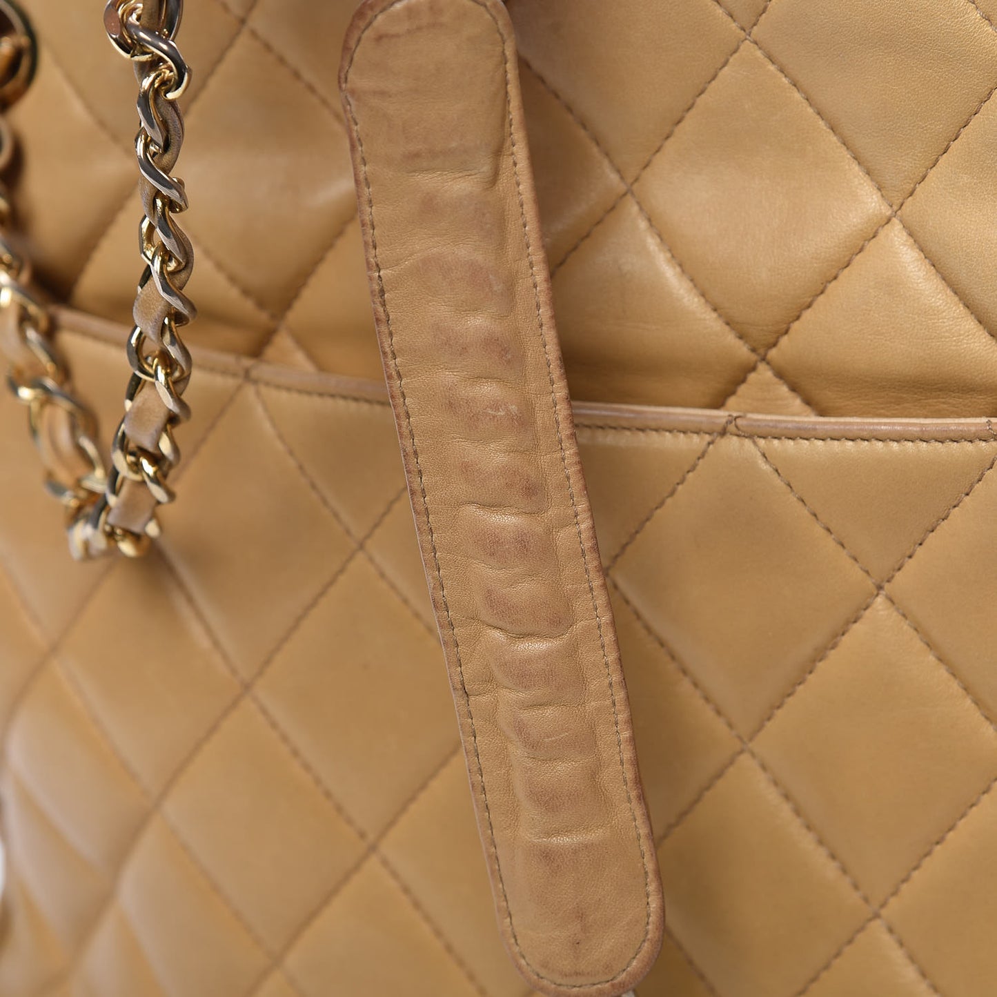 Lambskin Quilted Tote Beige