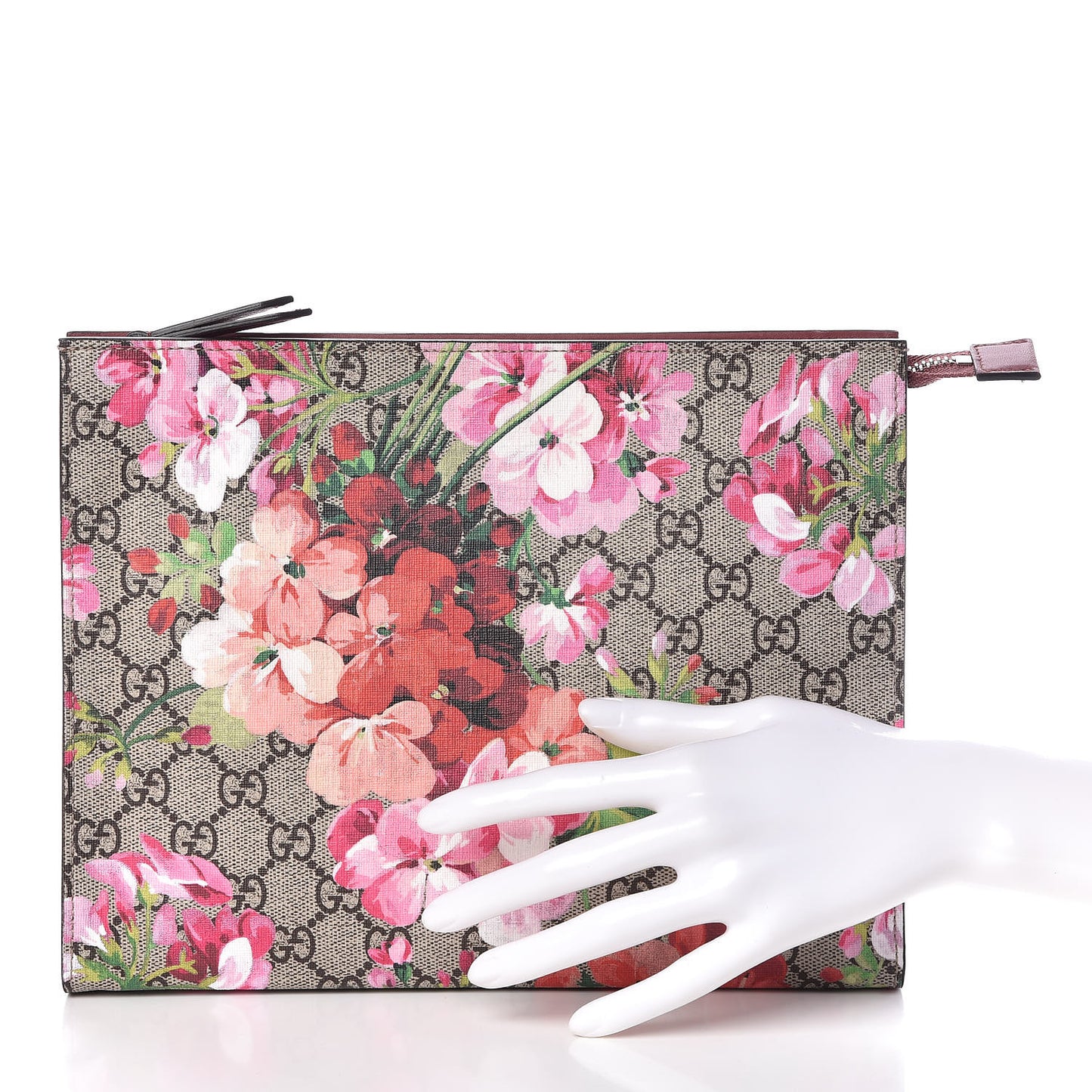 GG Supreme Monogram Blooms Large Cosmetic Case Beige Multicolor Dry Rose