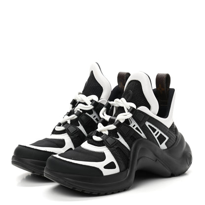 Louis Vuitton Calfskin Technical Nylon LV Archlight Sneakers 37 Black White 3 of 10
