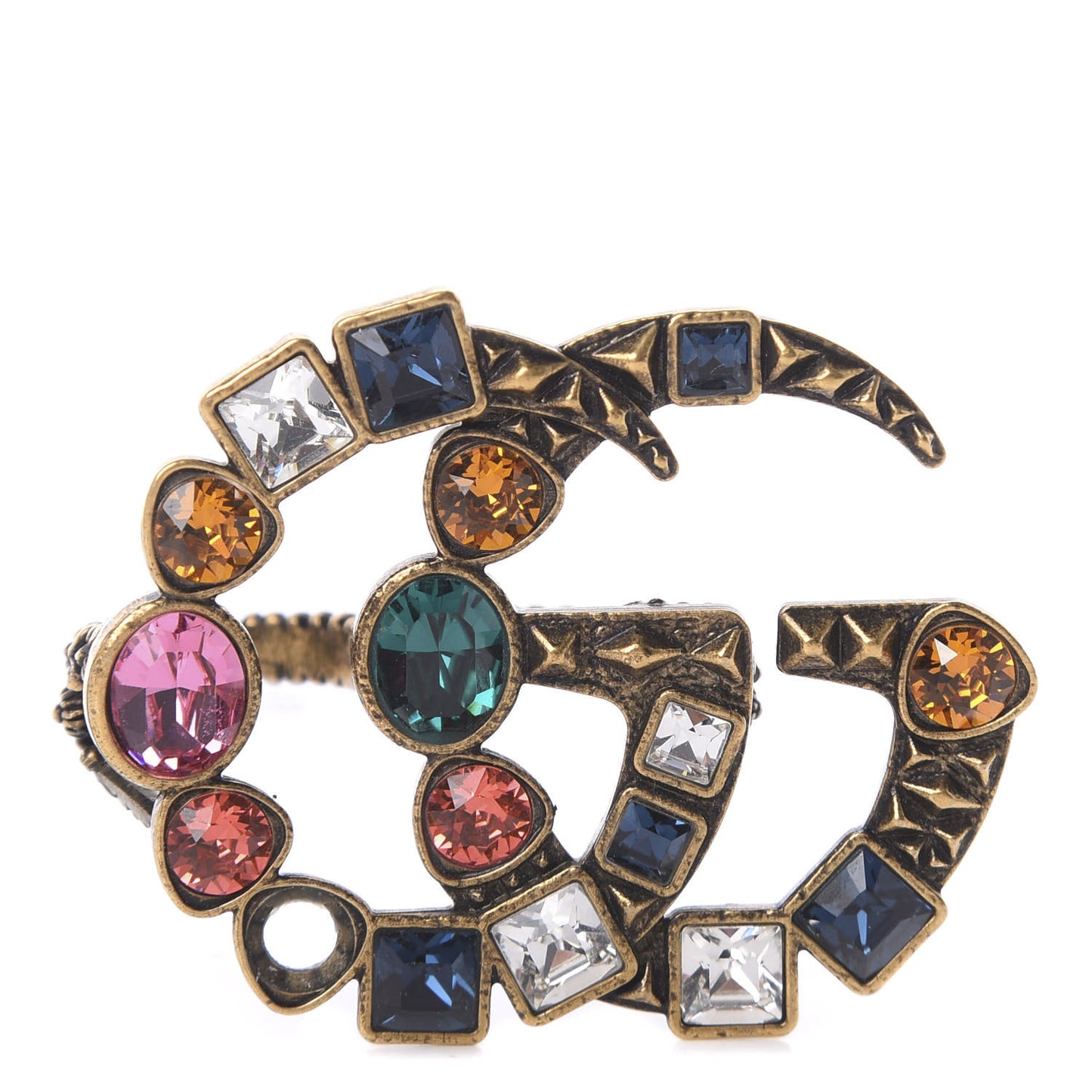 Crystal Double G Ring S Multicolor