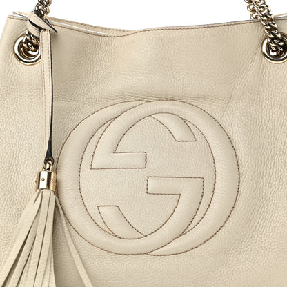 Gucci Pebbled Calfskin Medium Soho Chain Shoulder Bag Off White 7 of 10