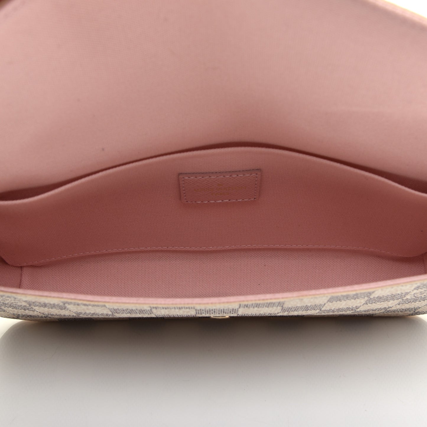 Damier Azur Pochette Felicie Chain Wallet Rose Ballerine