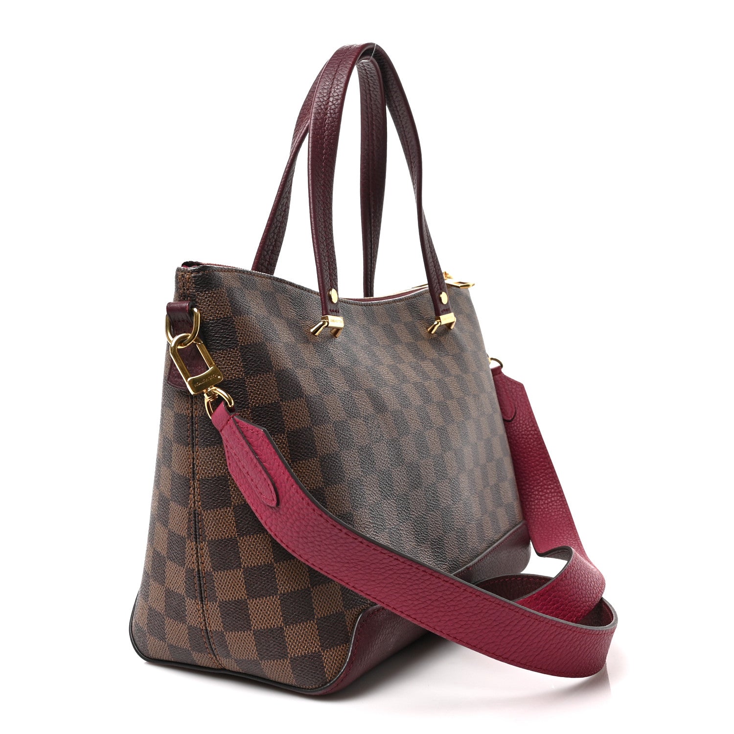 Louis Vuitton Damier Ebene Cuir Taurillon Hyde Park Fuchsia 5 of 15