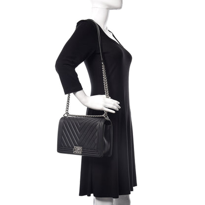 Chanel Lambskin Chevron Quilted New Medium Boy Flap Black 2 of 11