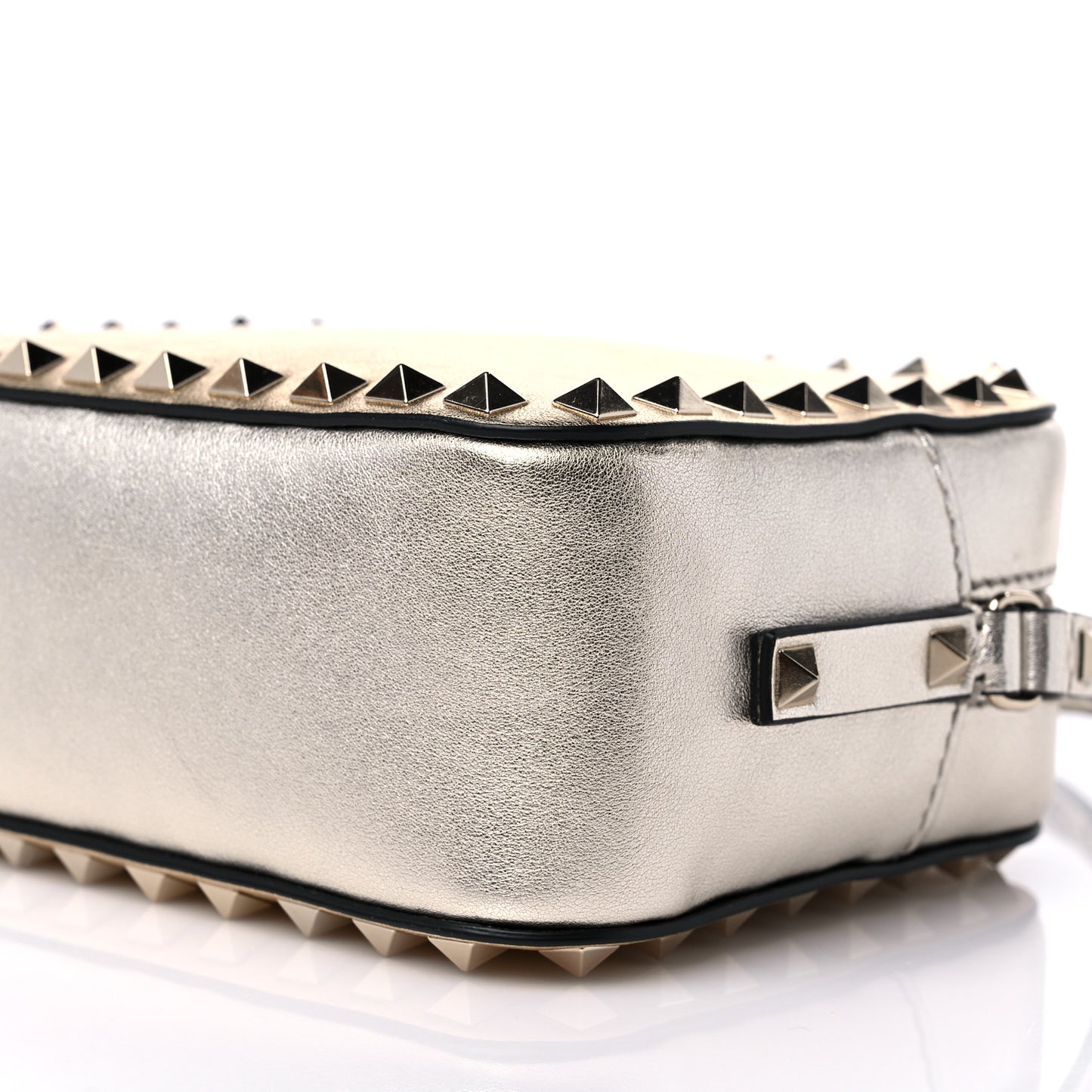 Metallic Calfskin Rockstud Camera Crossbody Bag Gold