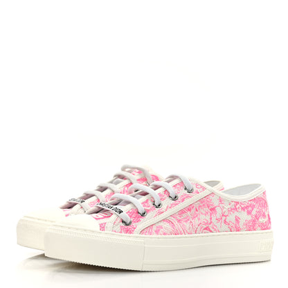Christian Dior Canvas Fluo Toile De Jouy Embroidered Womens Walk'N'Dior Low Top Sneakers 37 White Fuchsia 3 of 8