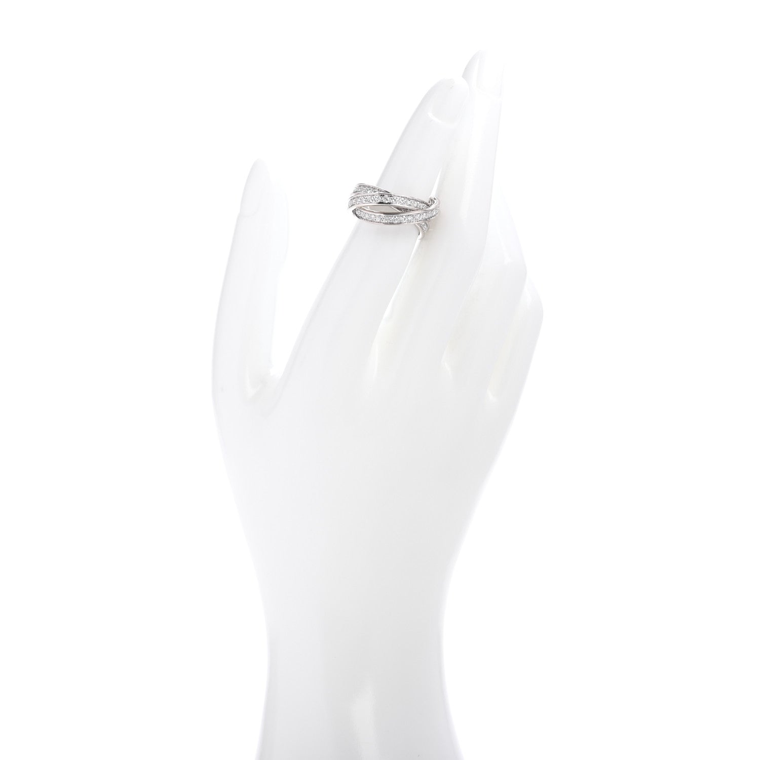 Cartier 18K White Gold Diamond Trinity Ring 53 6.25 2 of 7