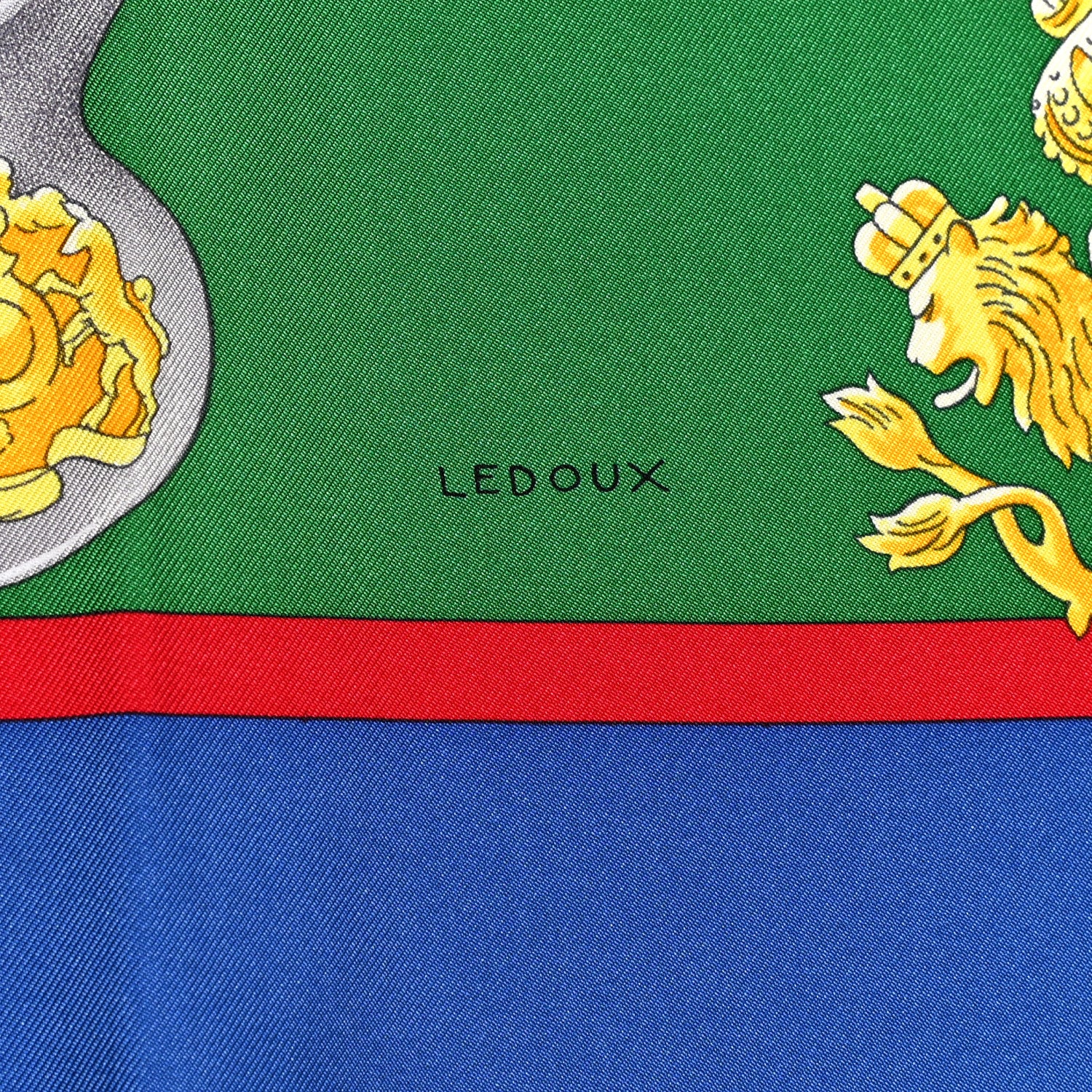 Hermes Silk Harnais De Cour Scarf 90 Bleu Vert Bordeaux 4 of 6