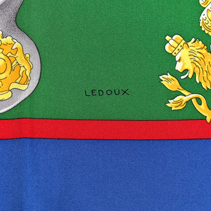 Hermes Silk Harnais De Cour Scarf 90 Bleu Vert Bordeaux 4 of 6