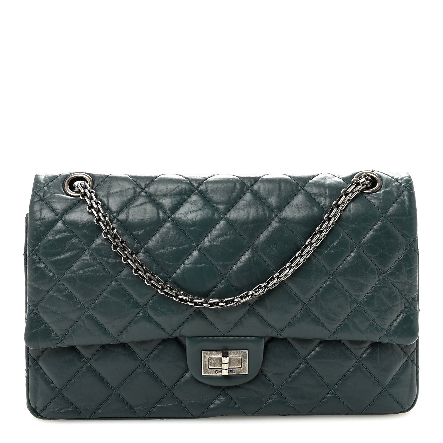 Chanel Aged Calfskin Quilted 2.55 Reissue 226 Flap Green 1 of 10