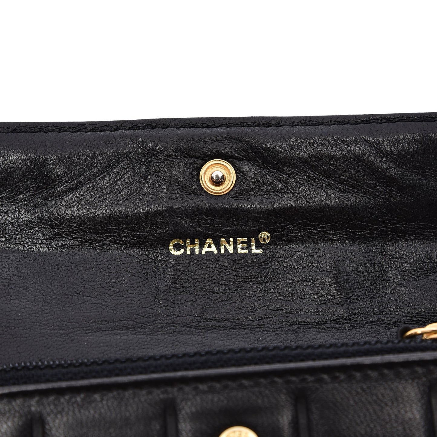 Lambskin Chocolate Bar Quilted Wallet Black