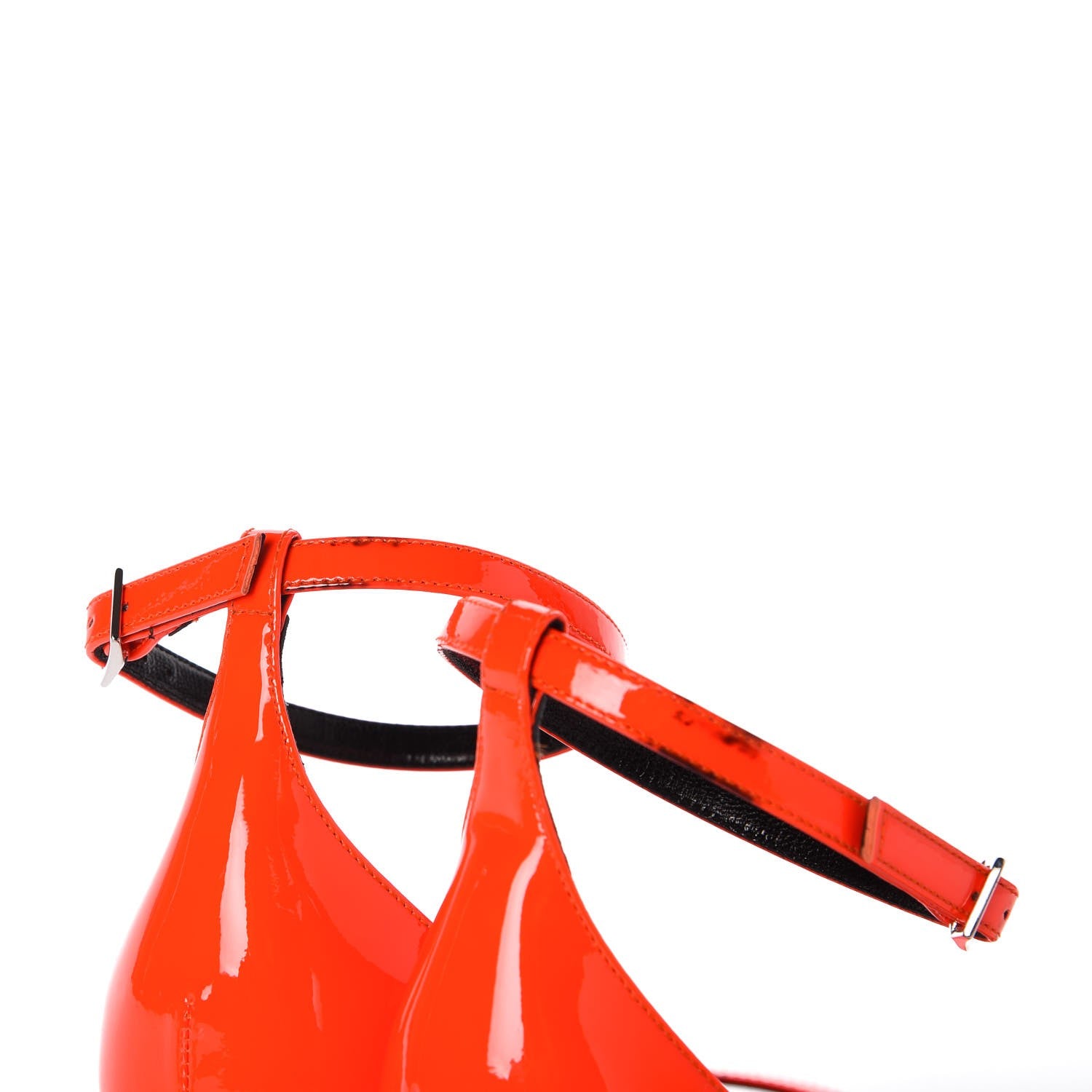 Saint Laurent Patent Calfskin Jane 80 Ankle Strap Sandals 38.5 Orange Fluo 8 of 13