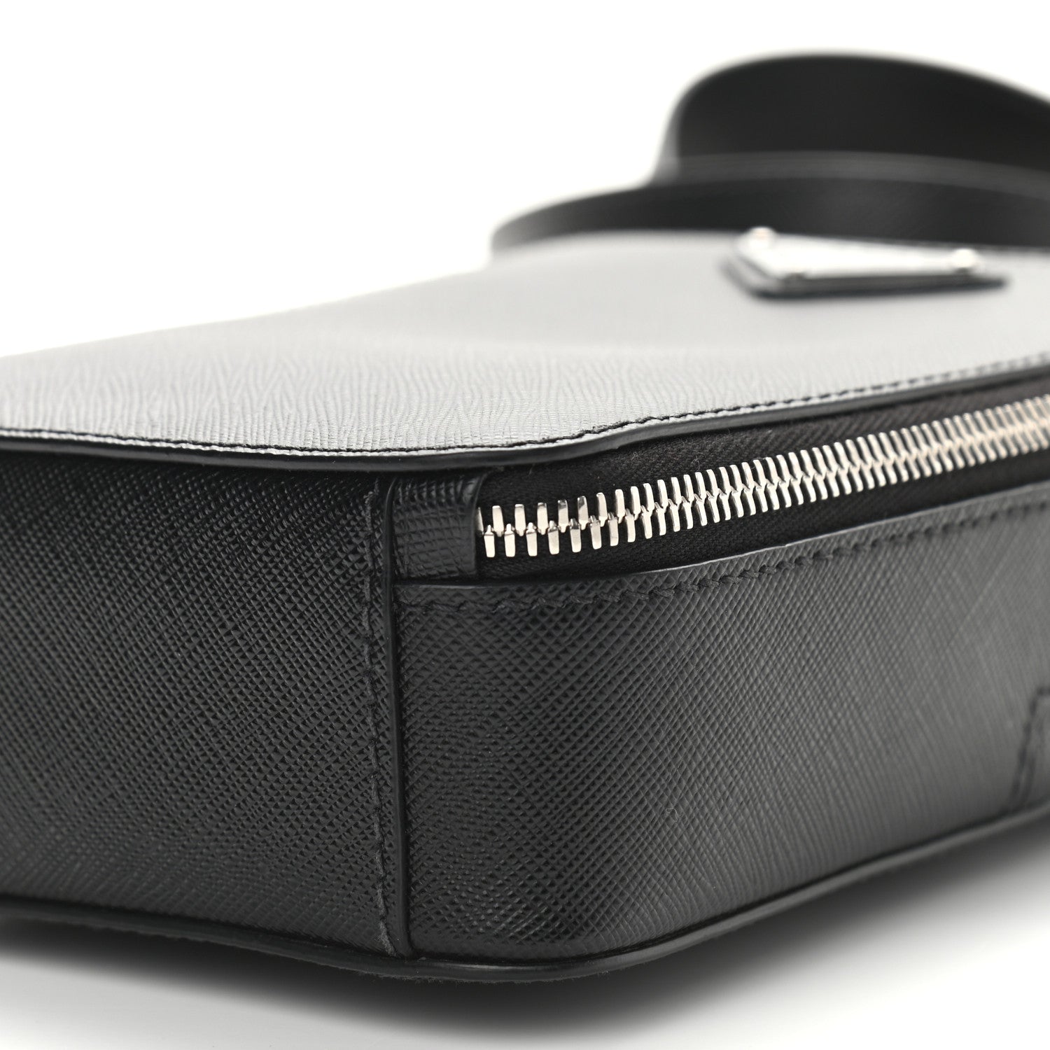 Prada Saffiano Travel Brique Crossbody Messenger Bag Black 6 of 14