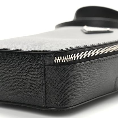 Prada Saffiano Travel Brique Crossbody Messenger Bag Black 6 of 14