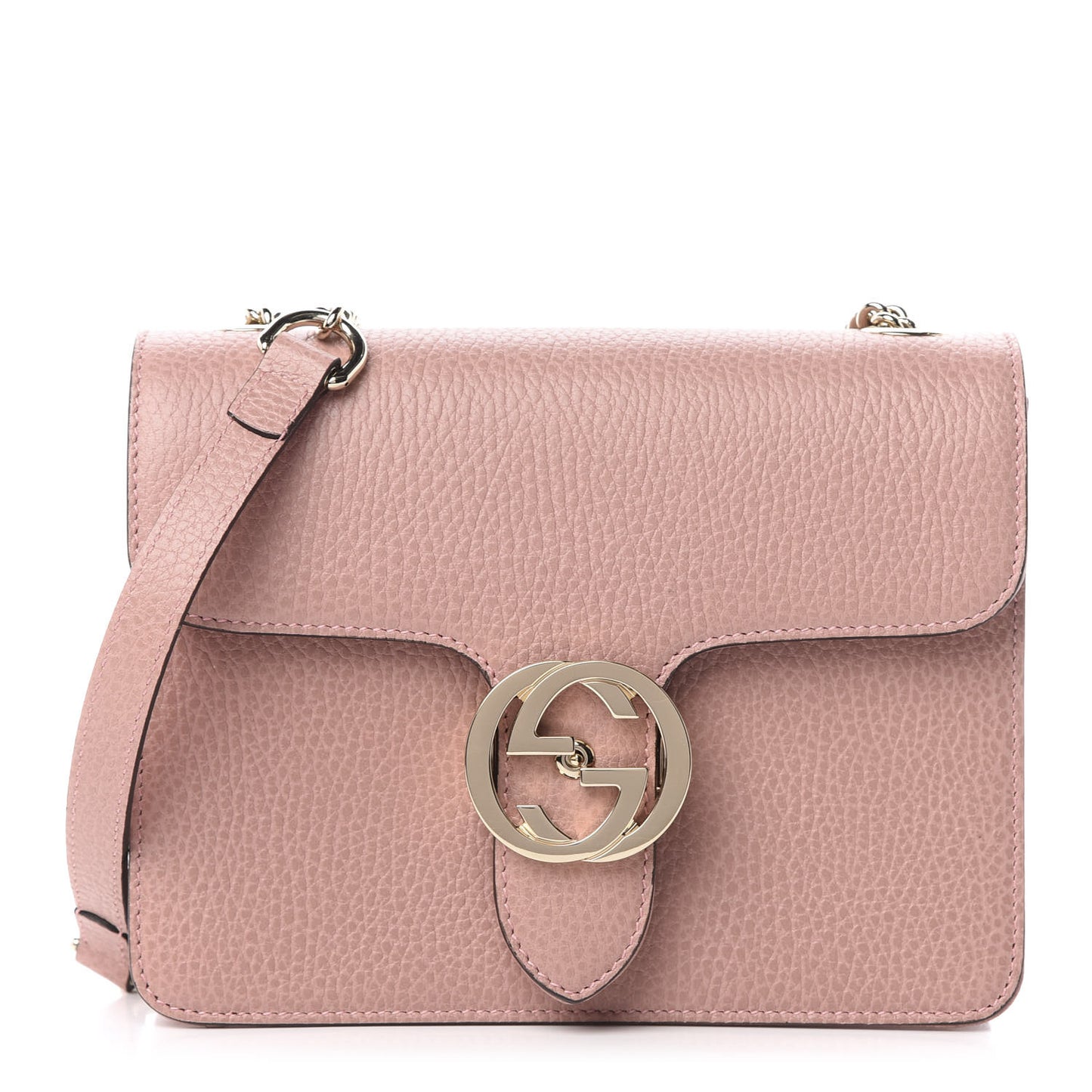 Dollar Calfskin Small Interlocking G Shoulder Bag Soft Pink