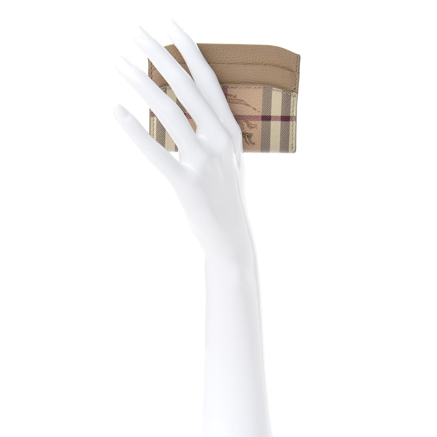Soft Grain Calfskin Haymarket Check Izzy Card Case Beige