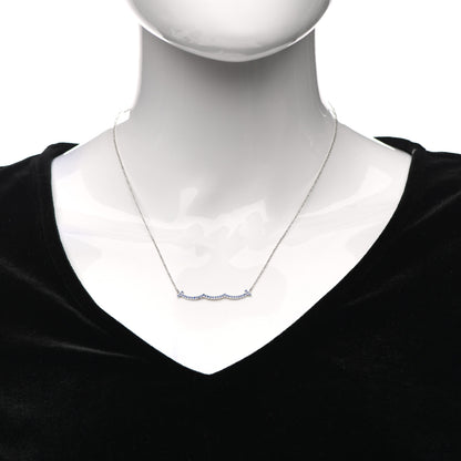 Tiffany 18K White Gold Blue Sapphire Wave Pendant Necklace 2 of 5