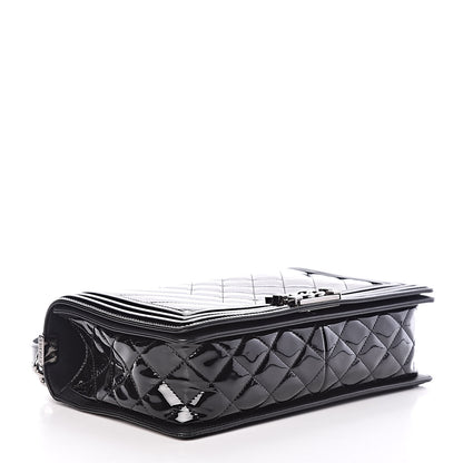 Chanel Patent Chevron Quilted New Medium Boy Flap Black 4 of 11