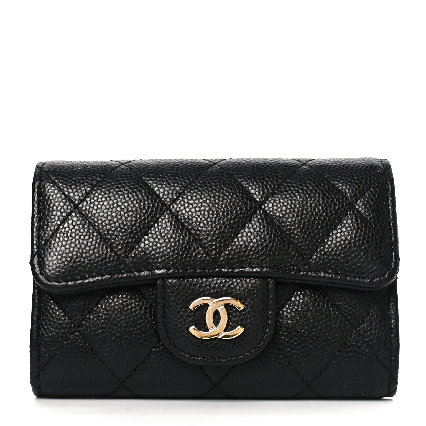 Caviar Quilted Classic 4 Key Holder Wallet Black Black