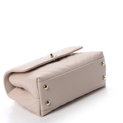 Chanel Caviar Lizard Embossed Chevron Quilted Mini Coco Handle Flap Beige 4 of 10