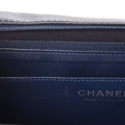 Chanel Washed Caviar Quilted Maxi Single Flap Blue 13 of 19