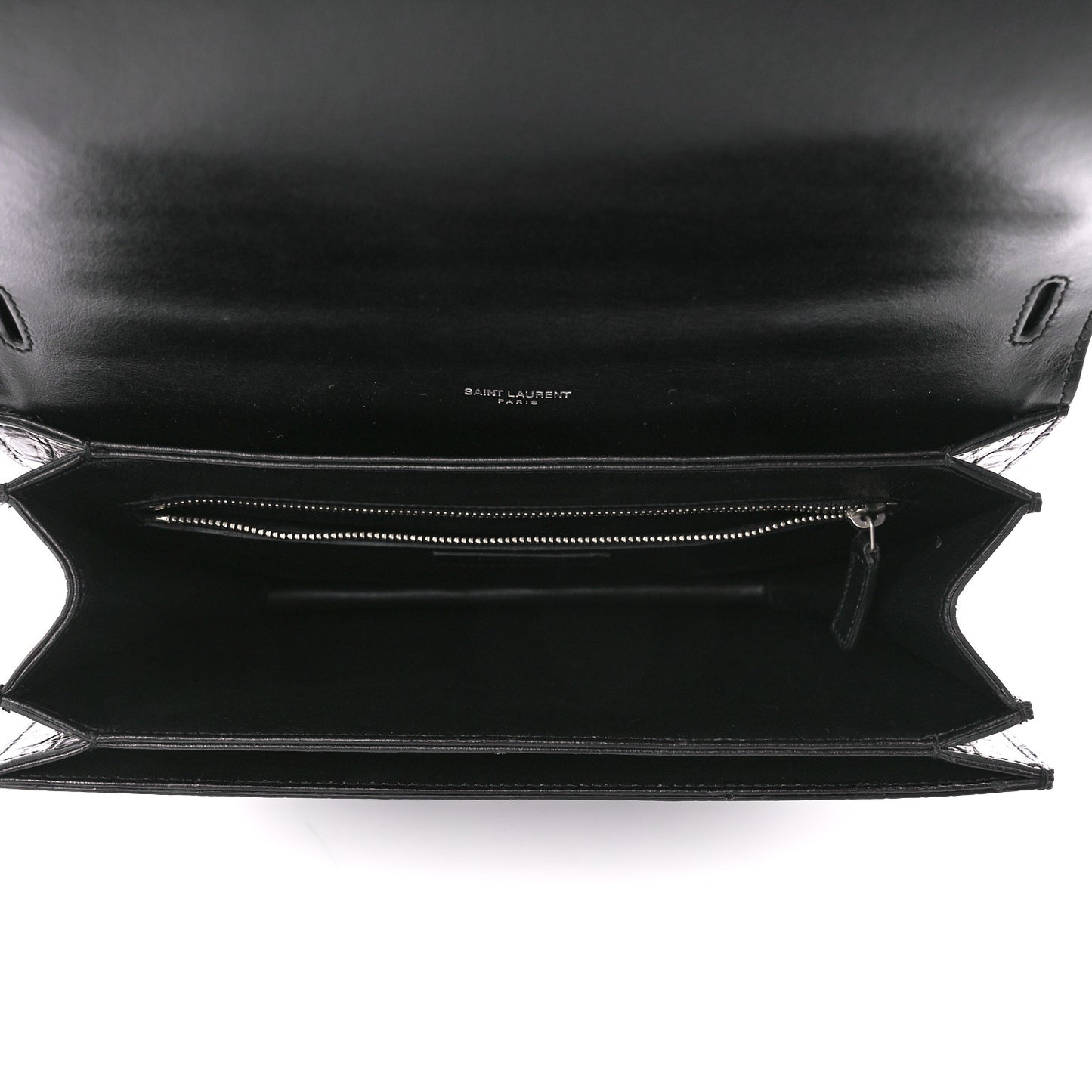 Calfskin Crocodile Embossed Medium Babylone Black