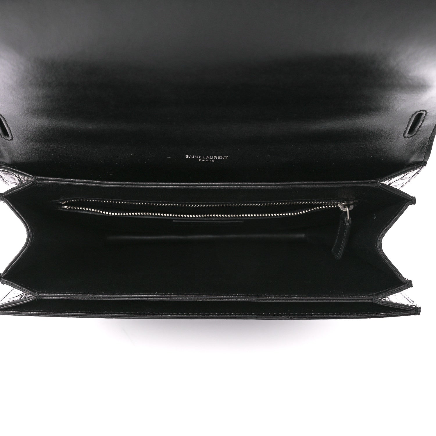 Saint Laurent Calfskin Crocodile Embossed Medium Babylone Black 5 of 12