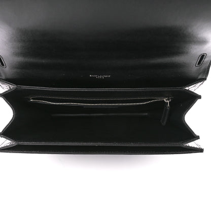 Saint Laurent Calfskin Crocodile Embossed Medium Babylone Black 5 of 12